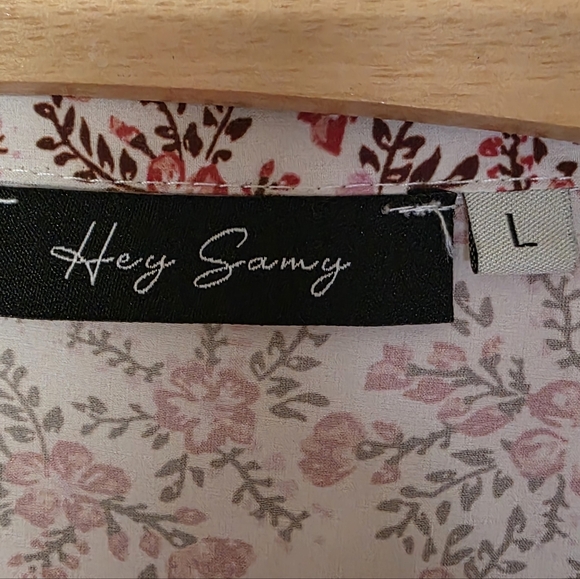 Romantic Floral Boho V-neck Babydoll Dress Bell Sleeves Tassels Flared Size L. - Picture 7 of 7